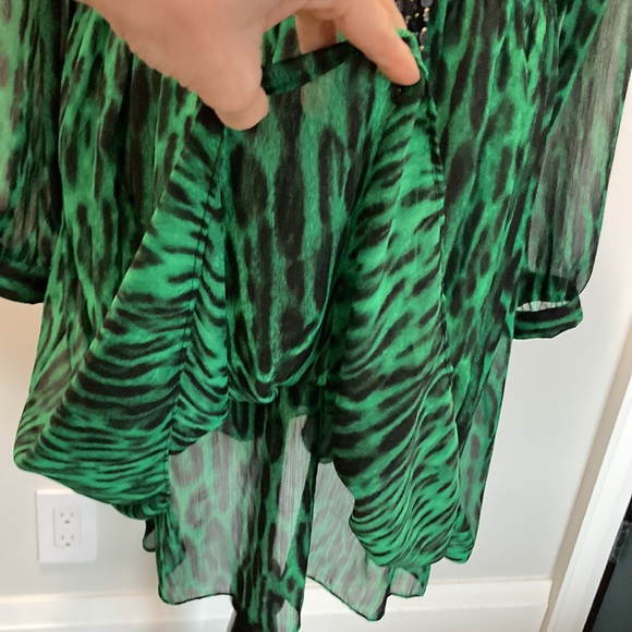 Michael Kors Green Black Animal Print Long Sleeve V Neck Midi Dress 16 - Picture 4 of 11